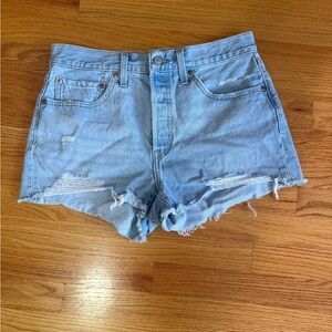 Levi's Distressed Light Blue Jean Shorts